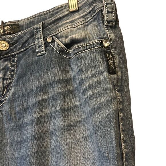 Silver Jeans Co Flare Leg Embellished Pockets Denim Jeans - Picture 2 of 10